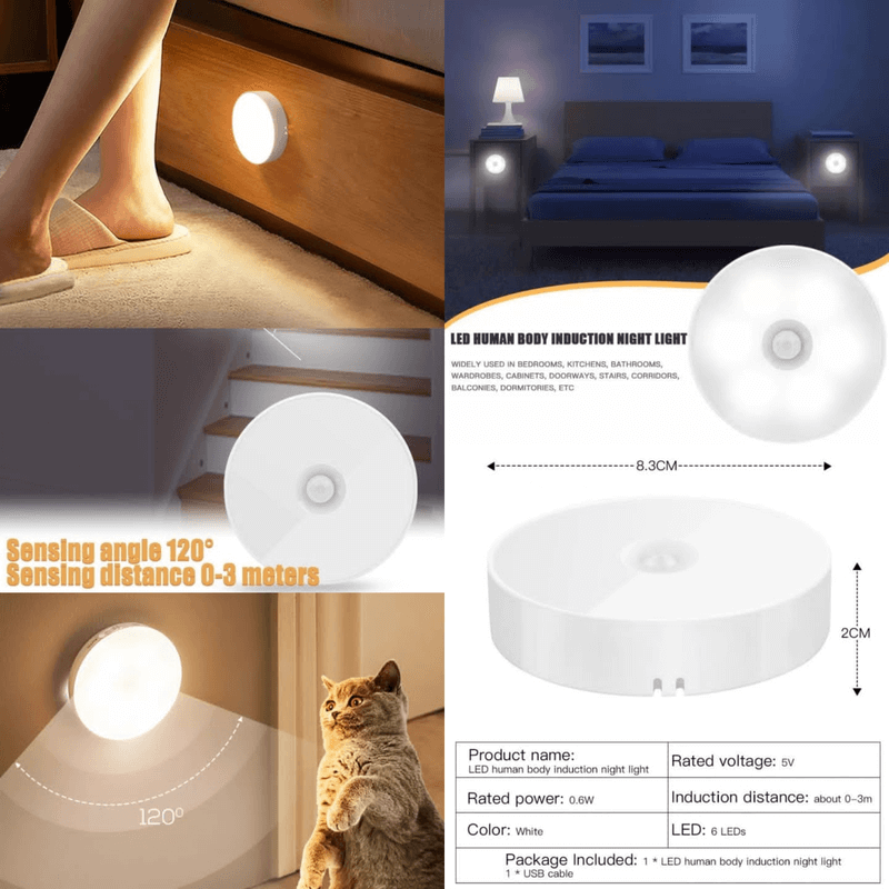 Motion Sensor LED Night Light - Battery Operated, Easy Installation
